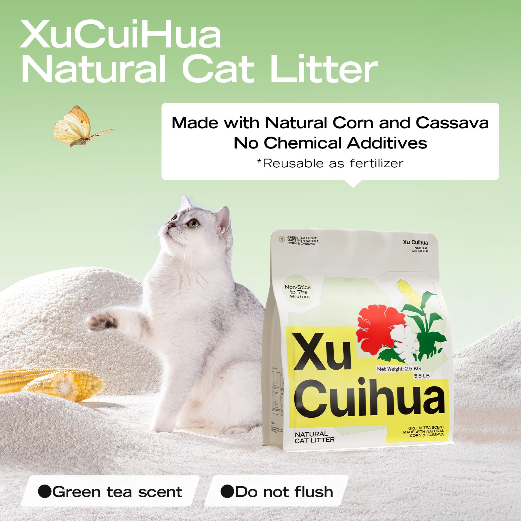 Green Tea Scent Natural Cat Litter